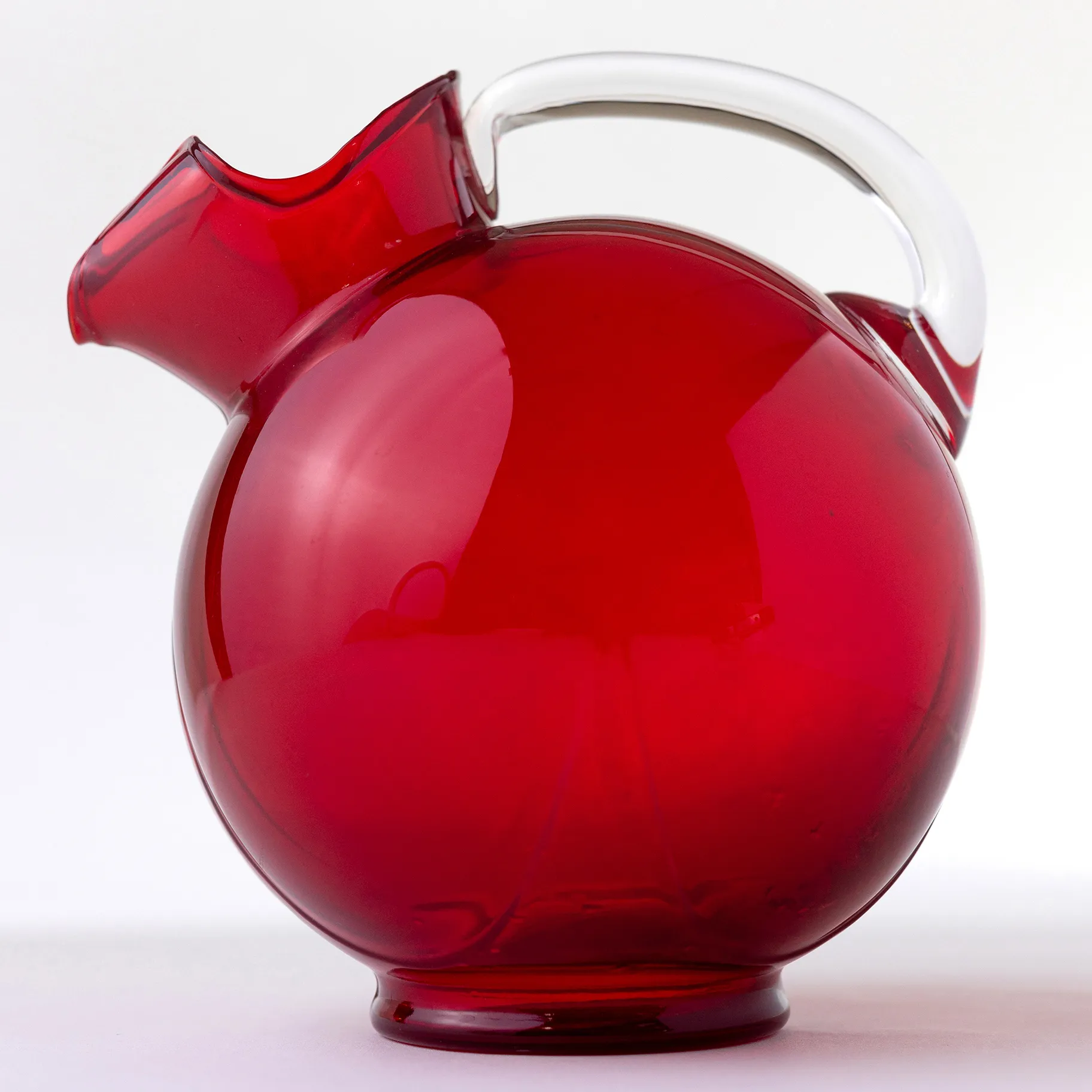 Art Deco Red Globe Pitcher - 9" x 9"