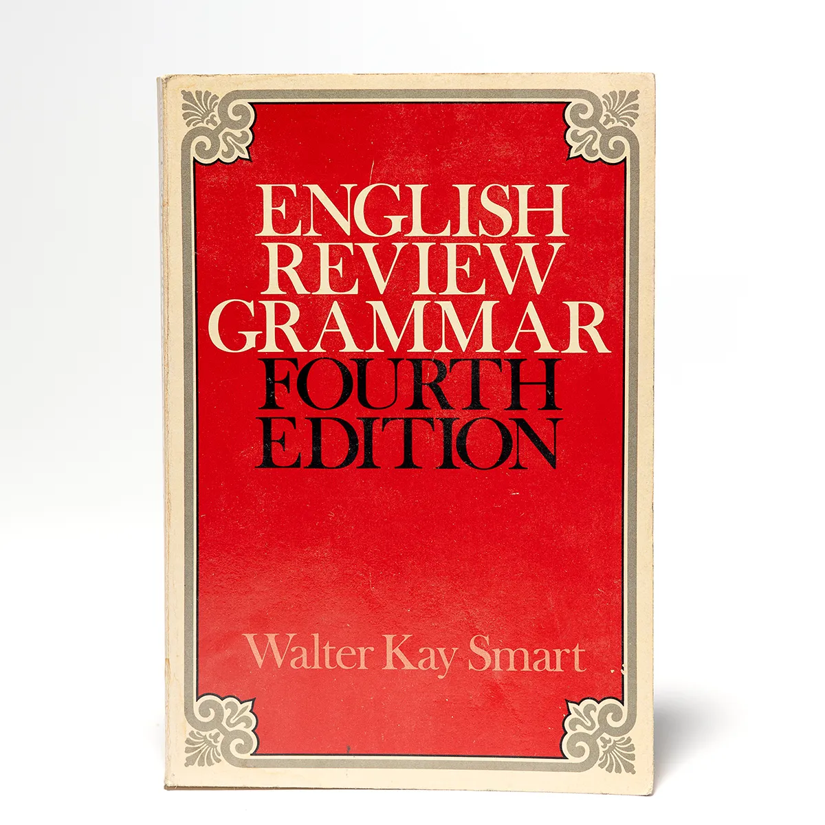 Vintage Classic Paperback Book "English Review Grammar 4th edition" Red cover with gray border detail - 8"x 5.5" x .75"