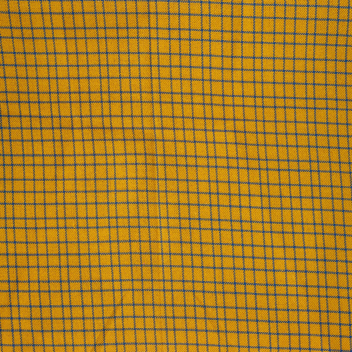 Vintage Fabric Yellow with Blue Checkers Tweed - small - not a full piece