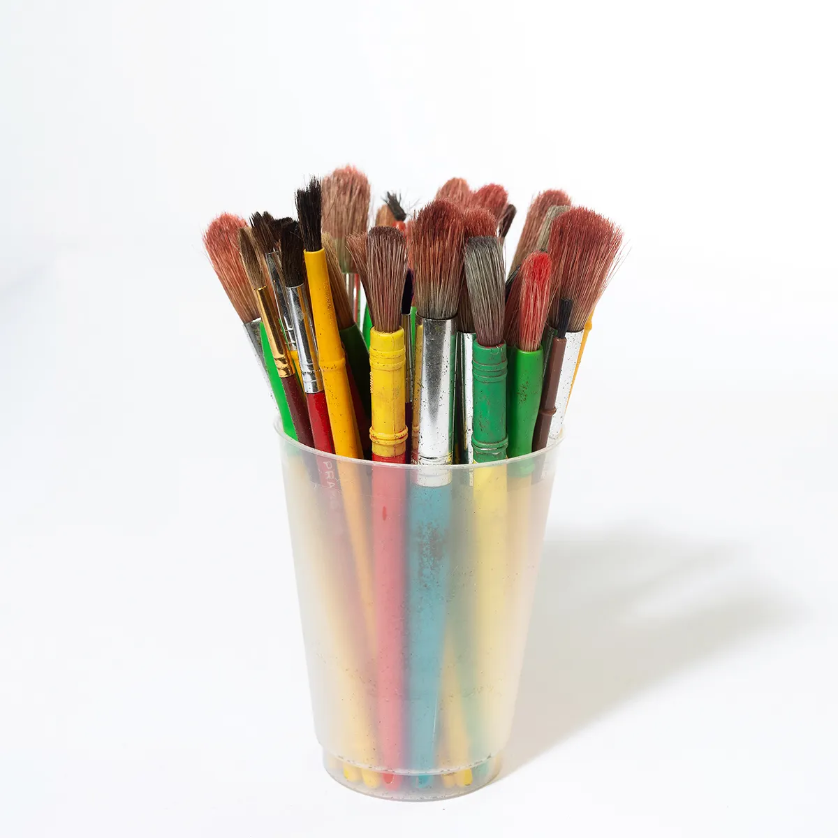 Big Bag of Vintage Used Grade School Paint Brushes - about 8"