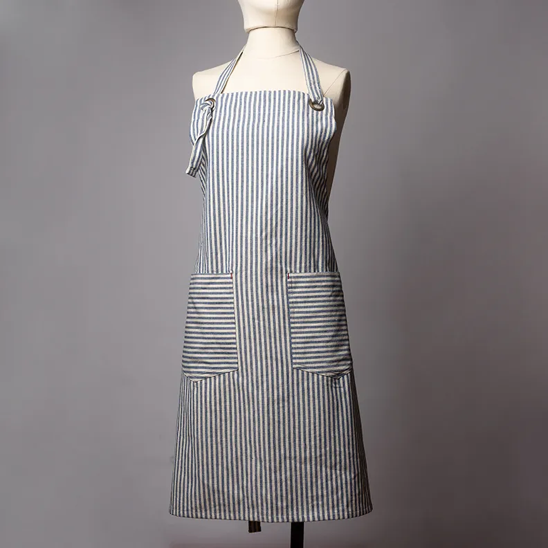 Blue and White Striped Apron - one size