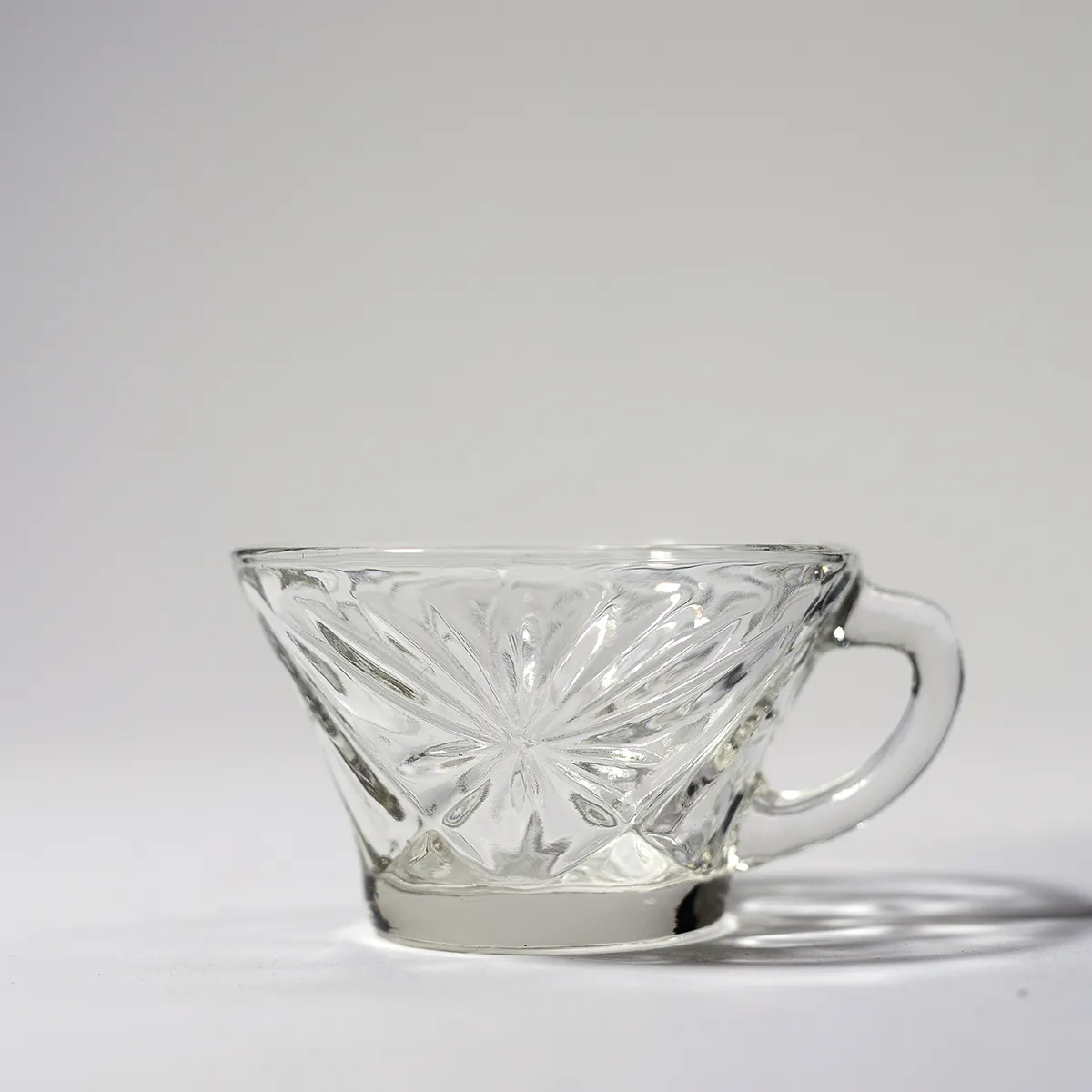 Vintage Anchor Hocking Punch Bowl Glass Cup Starburst pattern - 2.25" x 3.5"