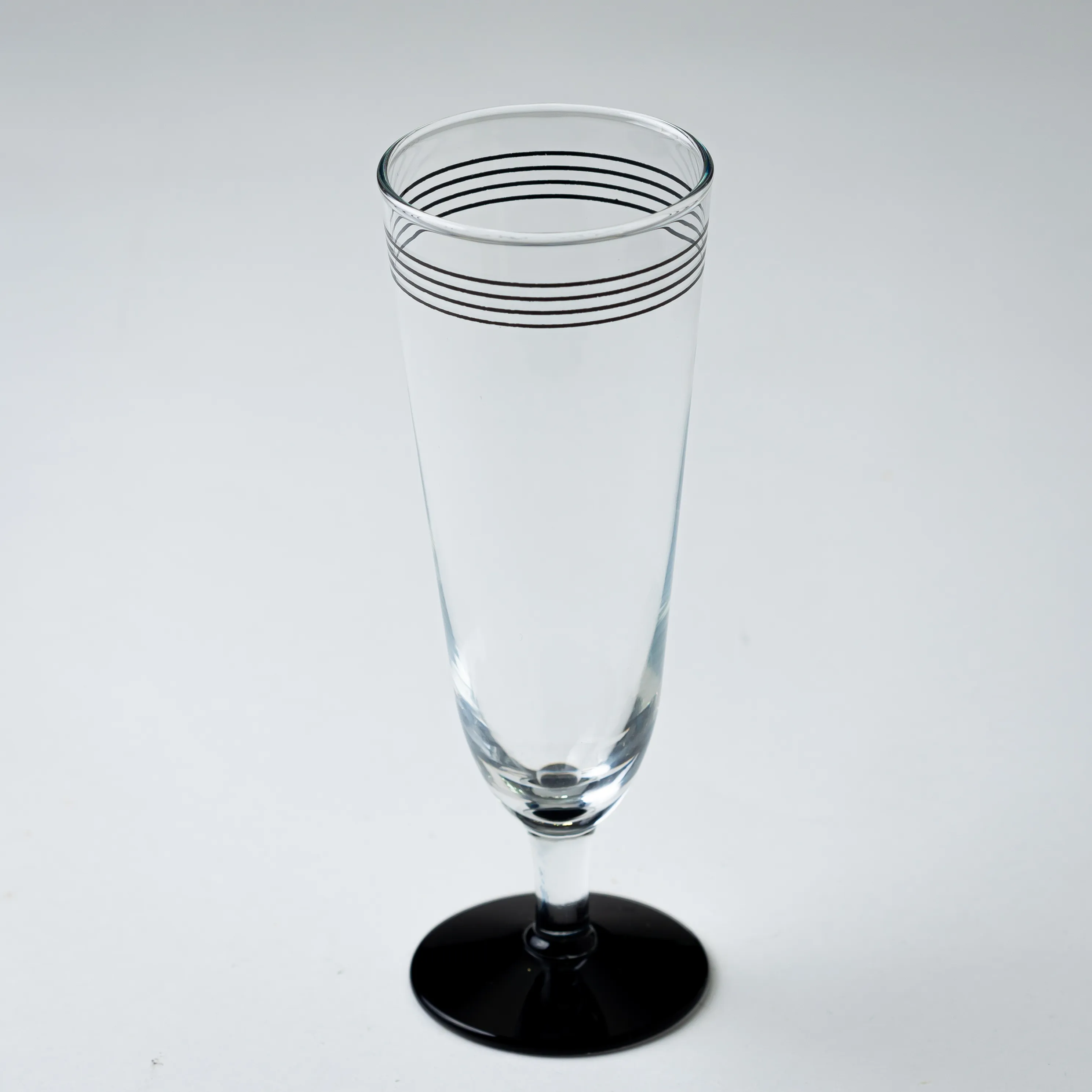Black Base and Striped Highball Pedestal Glass - 8.25" x 3"