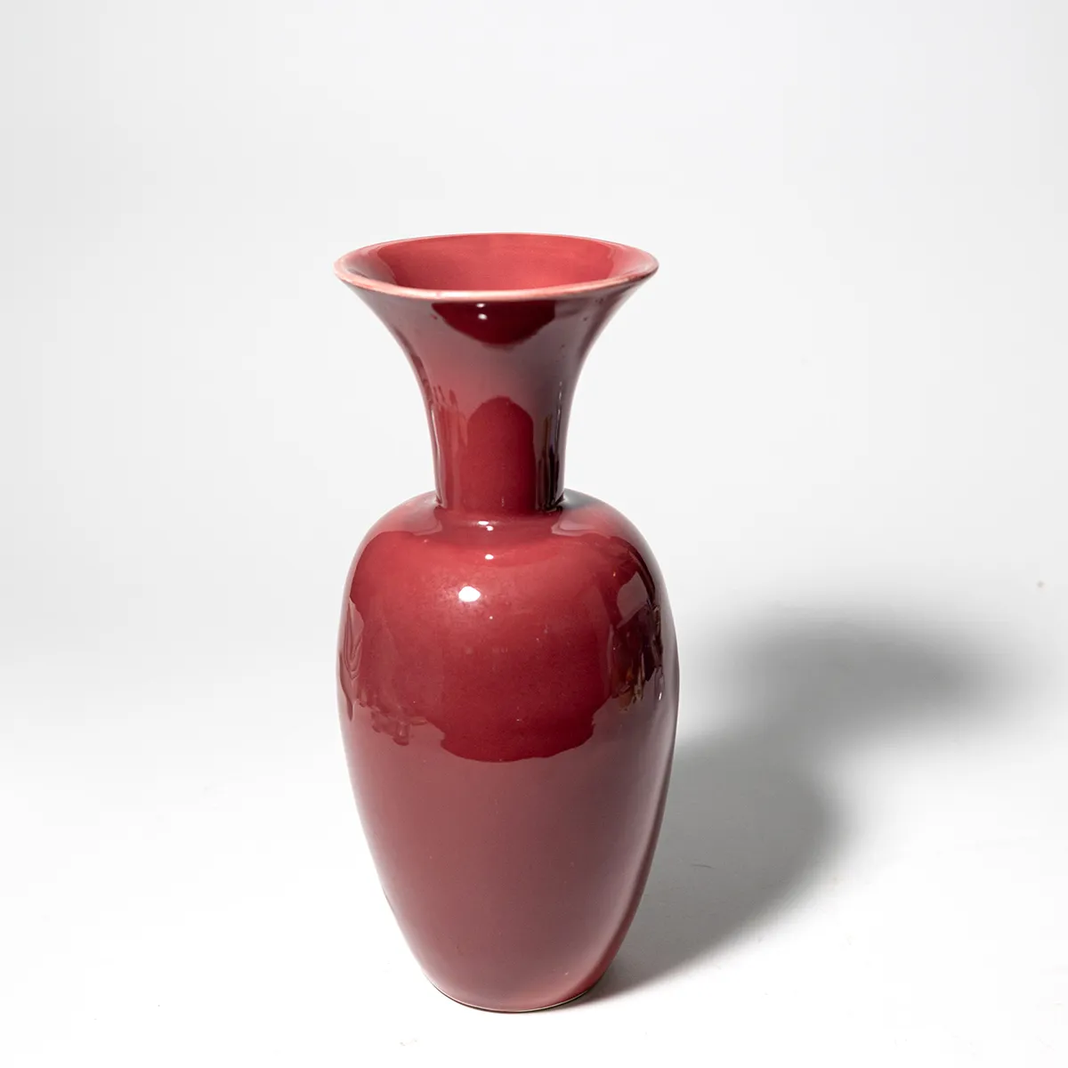 Large, Mauve Ceramic Flower Vase, Tall Grecian Shape