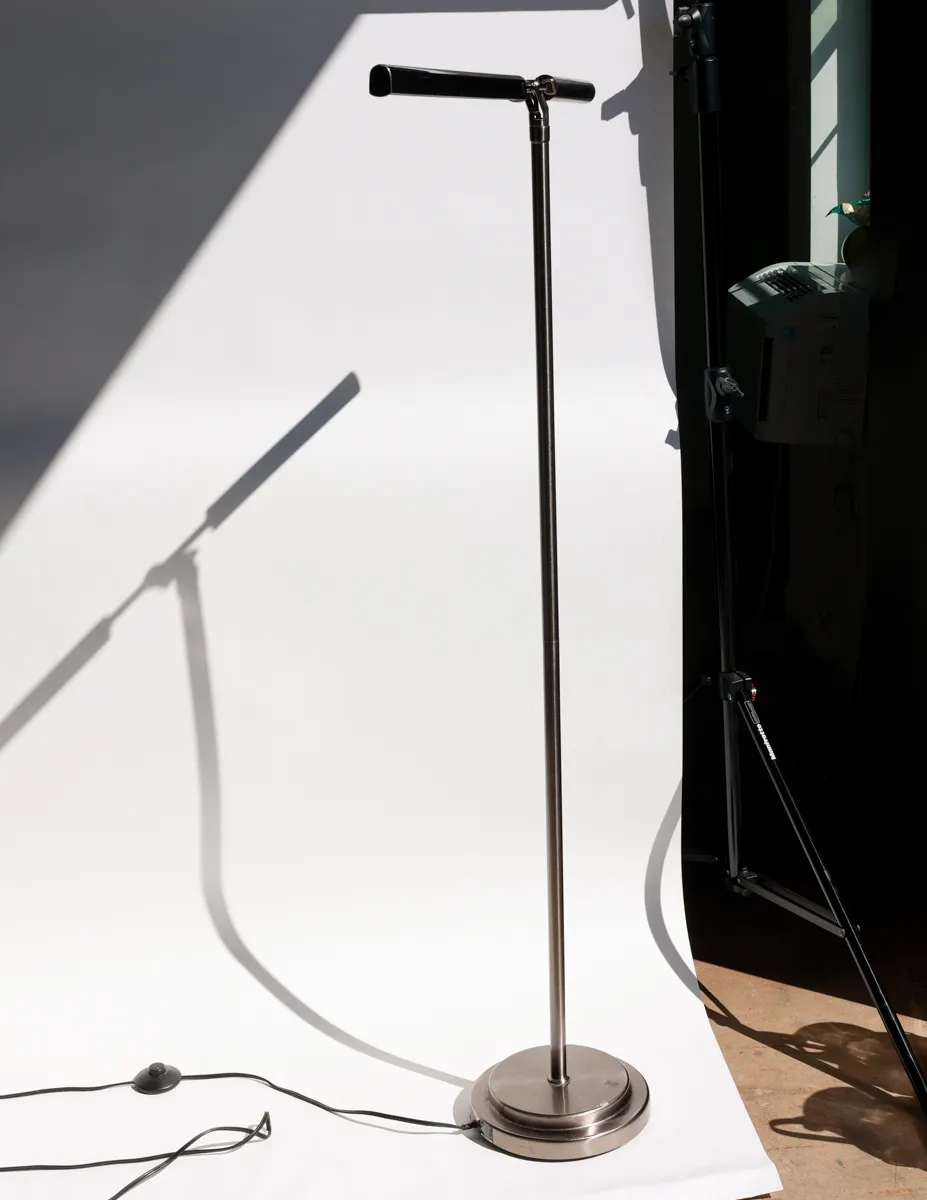 Contemporary Floor Lamp, Silver, adjustable arm