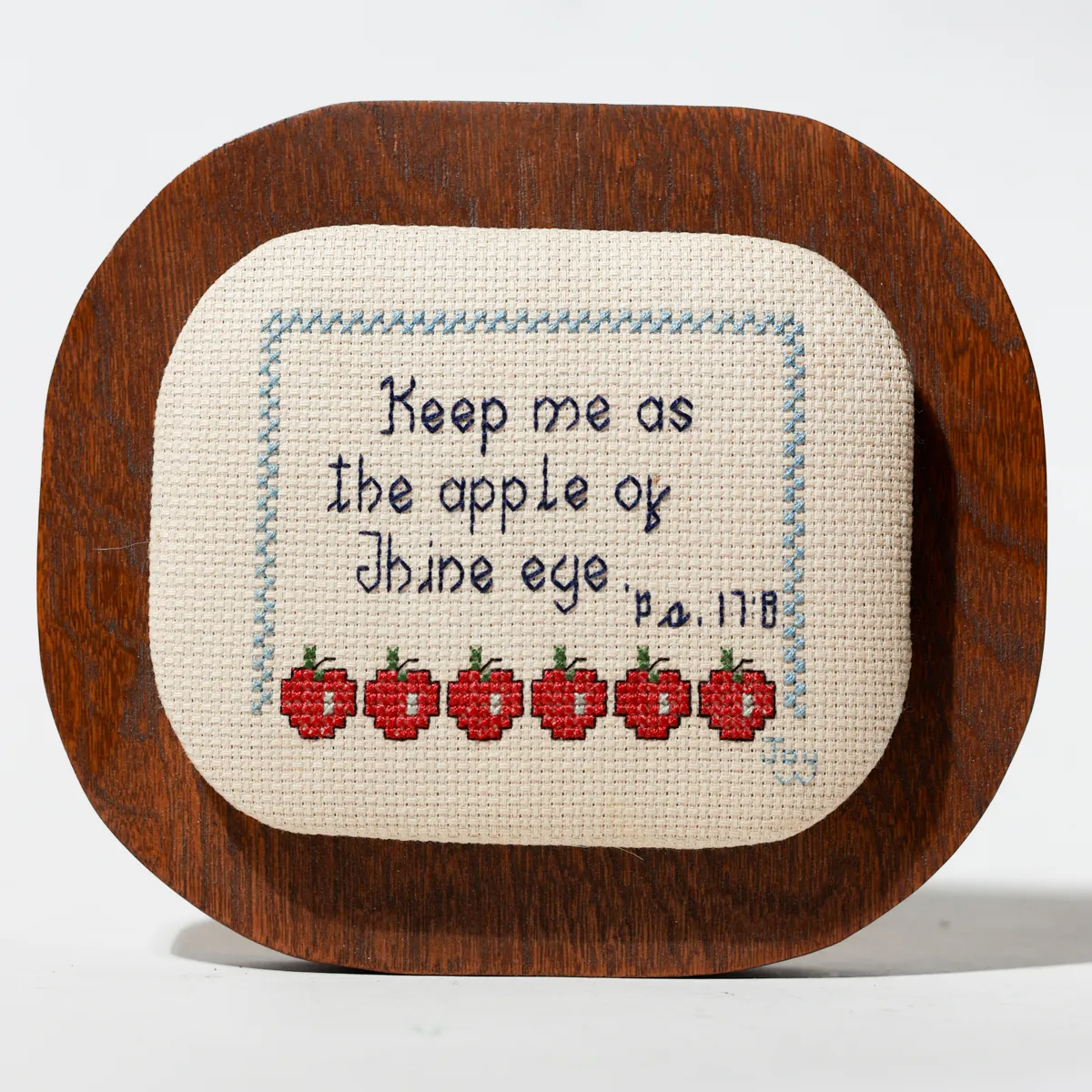 Vintage Biblical Cross Stitch Psalm Wood Frame