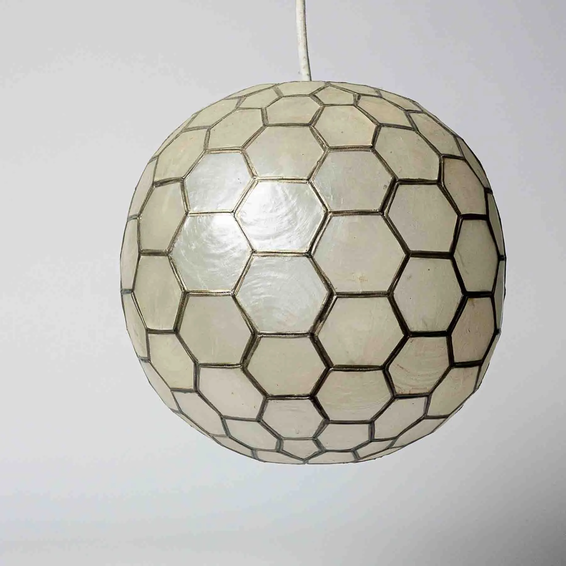 West Elm Sea Shell Globe Light Pendant Medium Hard Wired - 16"diam. x 15.4"h