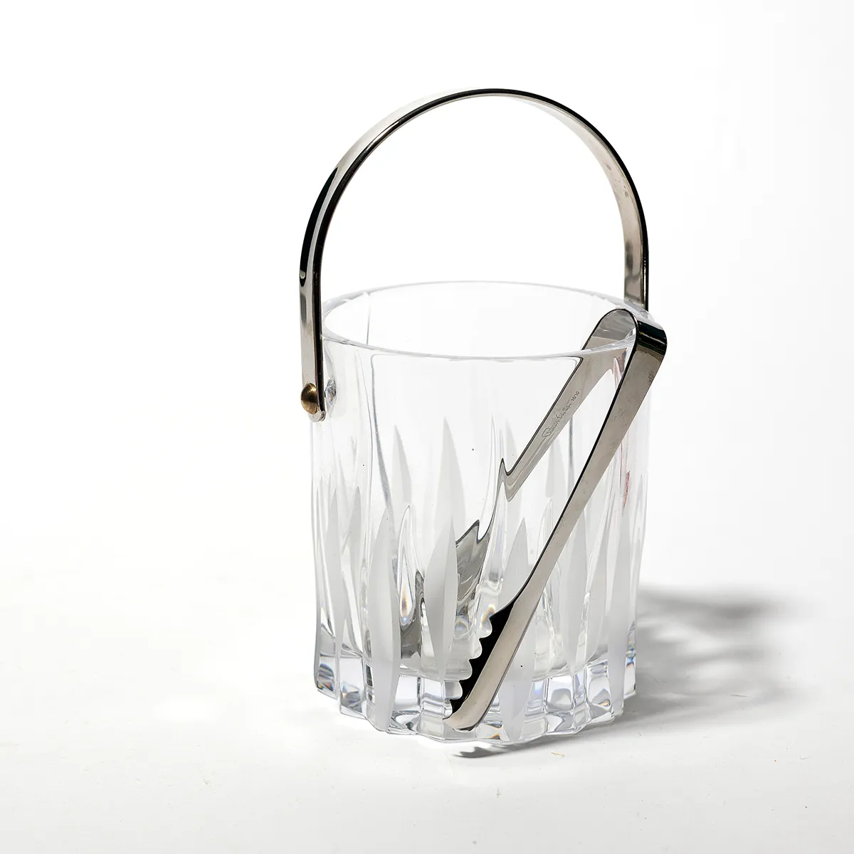 Art Deco Style Crystal Ice Bucket Heavy with a Silver Handle