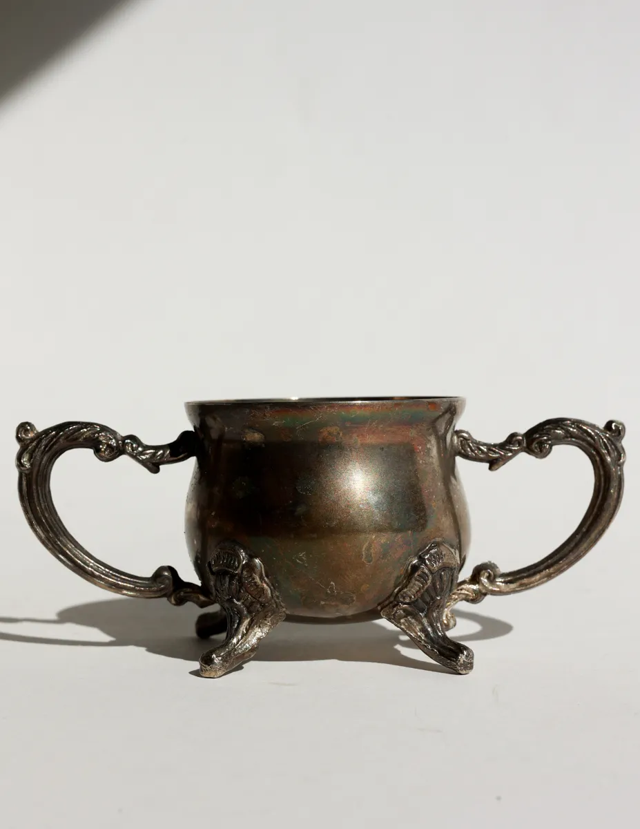 GODINGER SILVER ART COMPANY FOOTED OPEN SUGAR & CREAMER SCROLL WORK DECOR