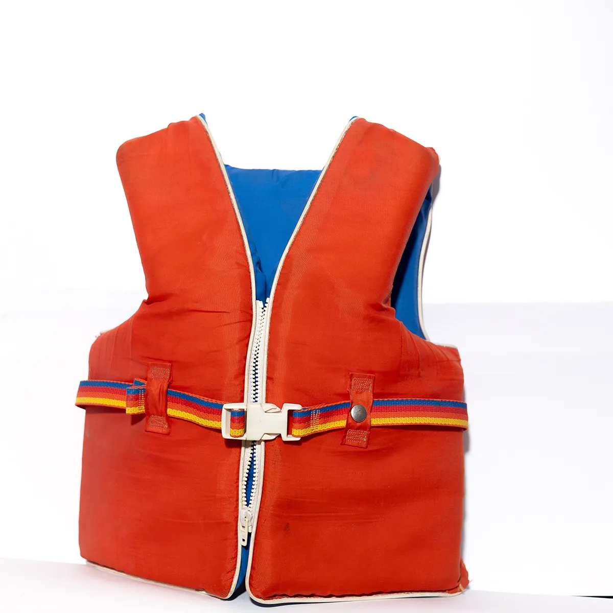 Sports and Outdoors Swimming: Vintage 1970 Children's Orange and Blue Life Jacket - Size Youth 24-28