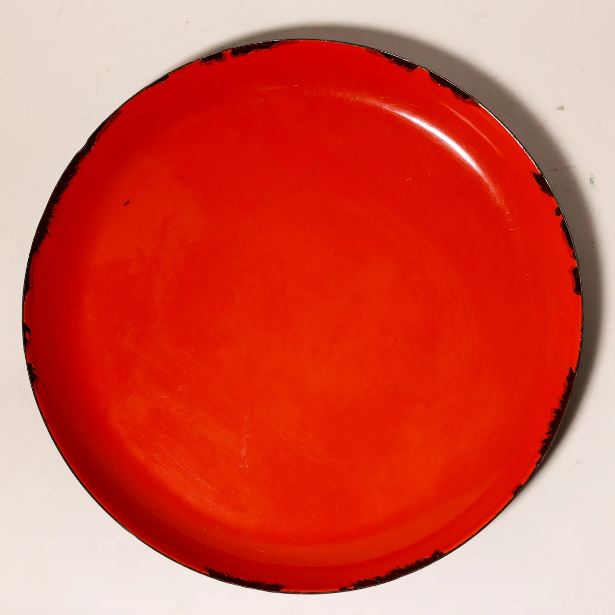 Vintage Red Enamelware Round Tray
