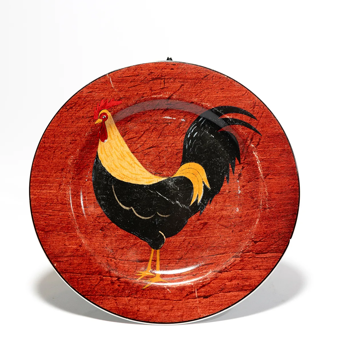 Brandon House Salad Plate  WARREN KIMBLE Prange and Black Rooster 8" RED - 8.25"