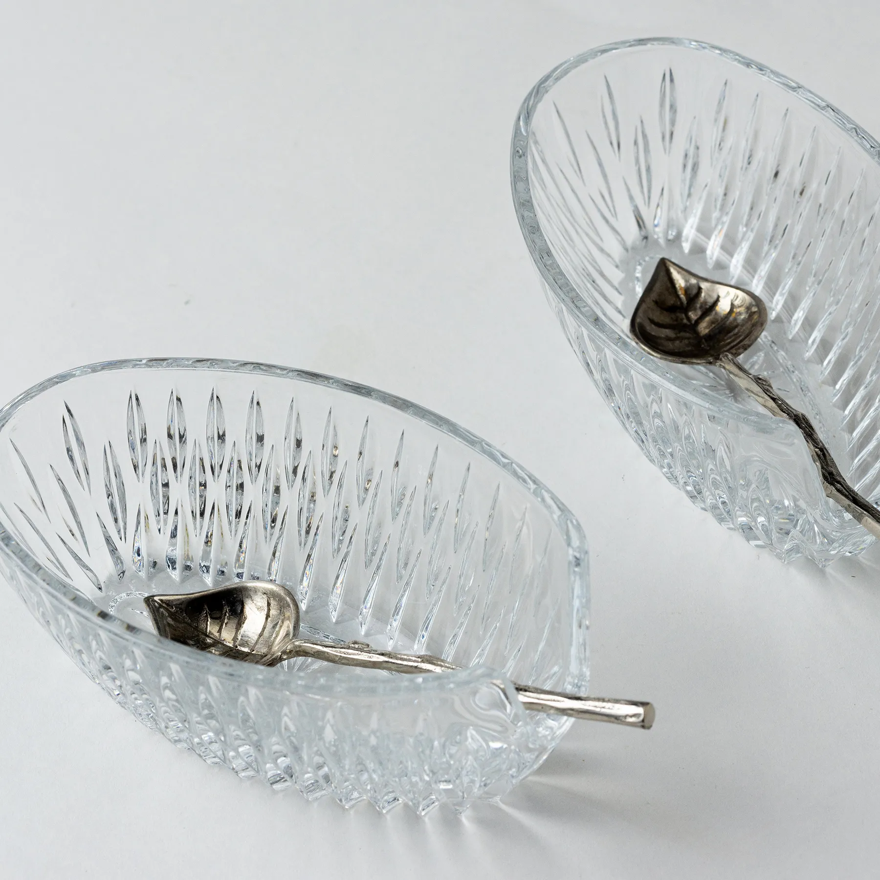 Vintage Cut Glass Princess House Oval Spoon Rest - 2.25" x 5"