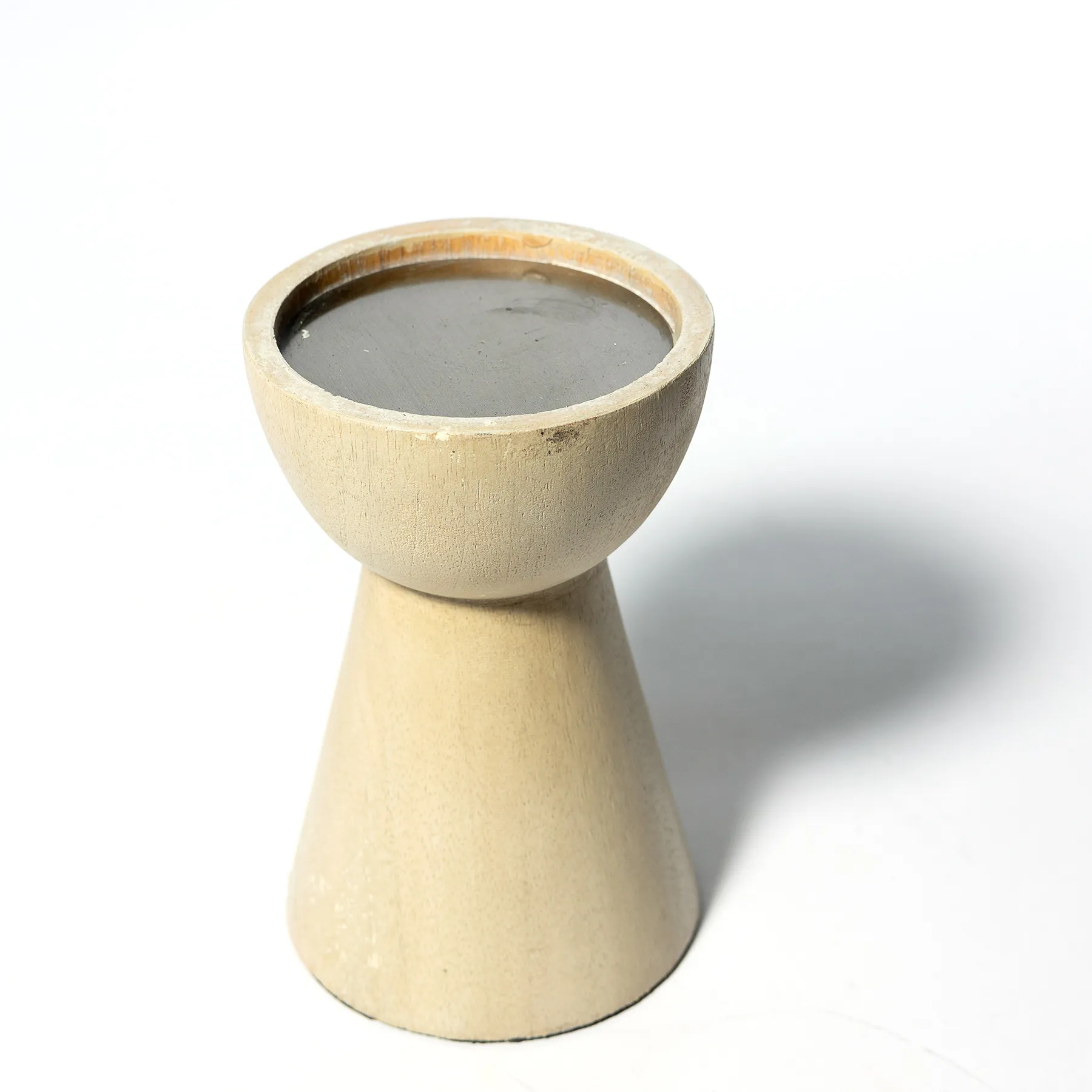 Tan Faux Wood Pillar Candle Holder - 6" x 3.75"