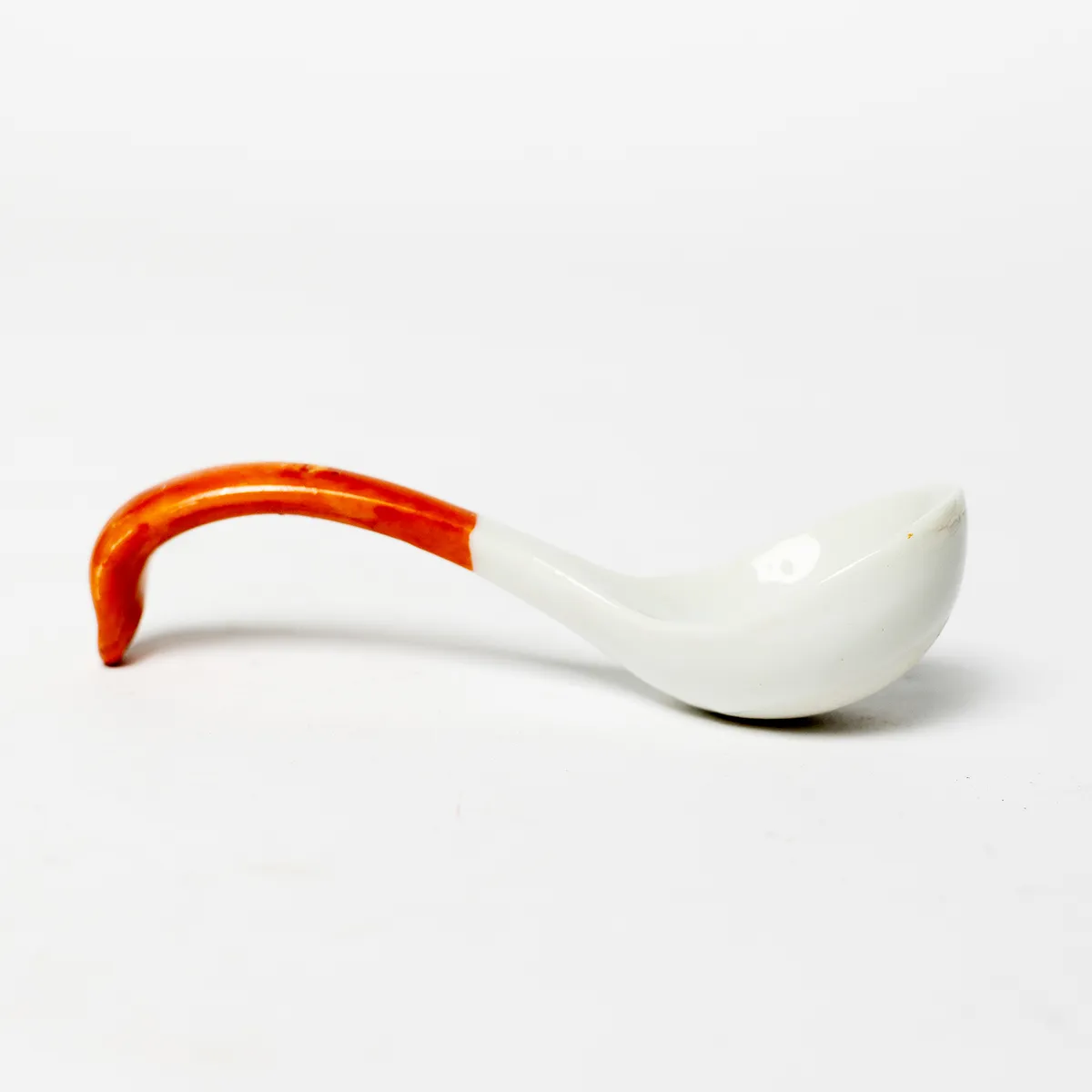 Vintage Ceramic Condiment Jam and Jelly Spoon made in Japan Orange and White