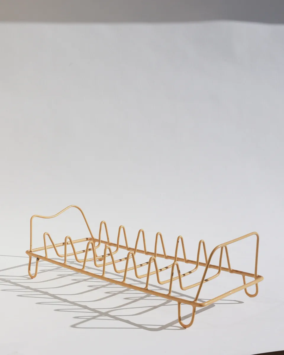 Yellow Gold Plastic Coated Metal Lid organizer or Dishes Dry Rack