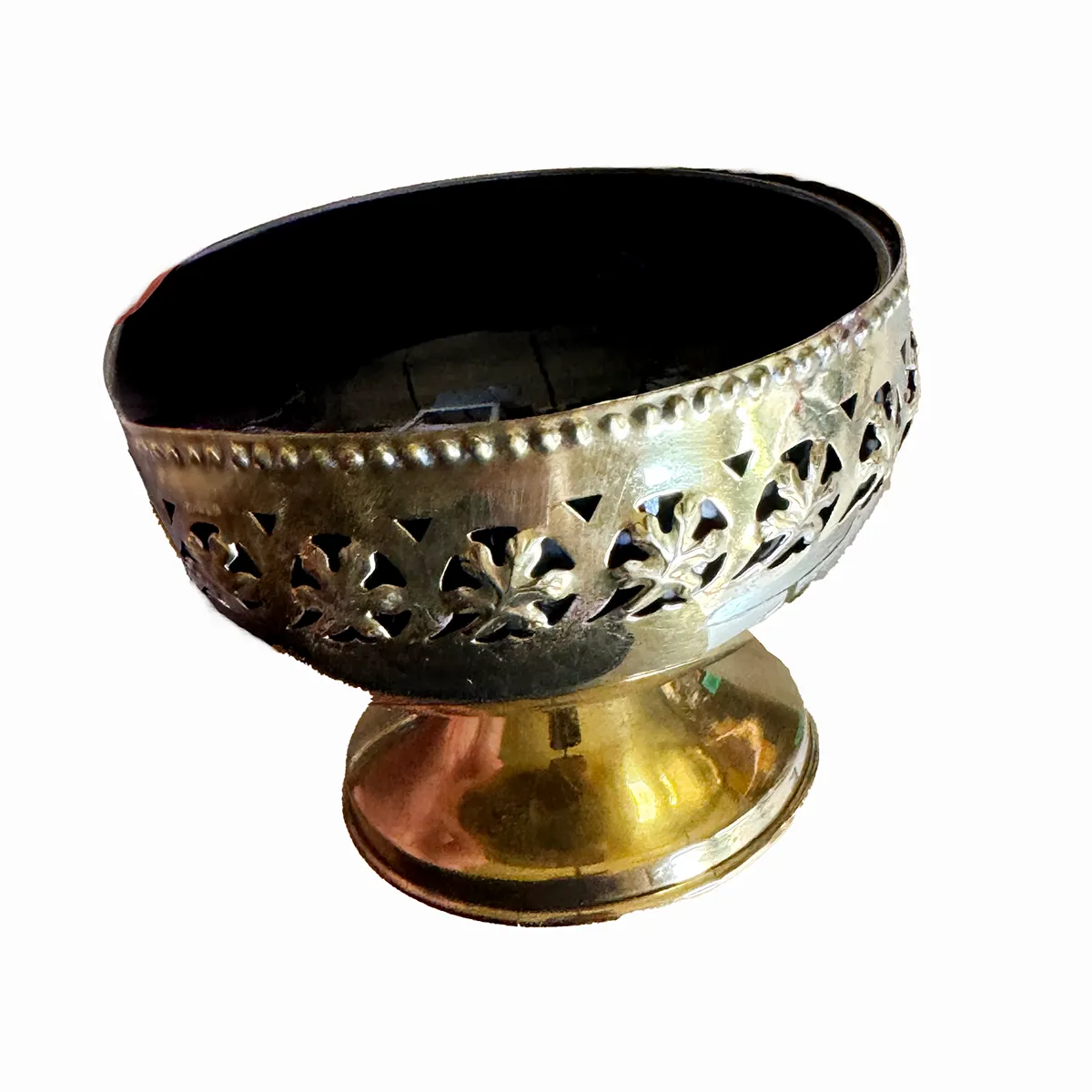 Short Gold Chalice with Clear Blue Interior