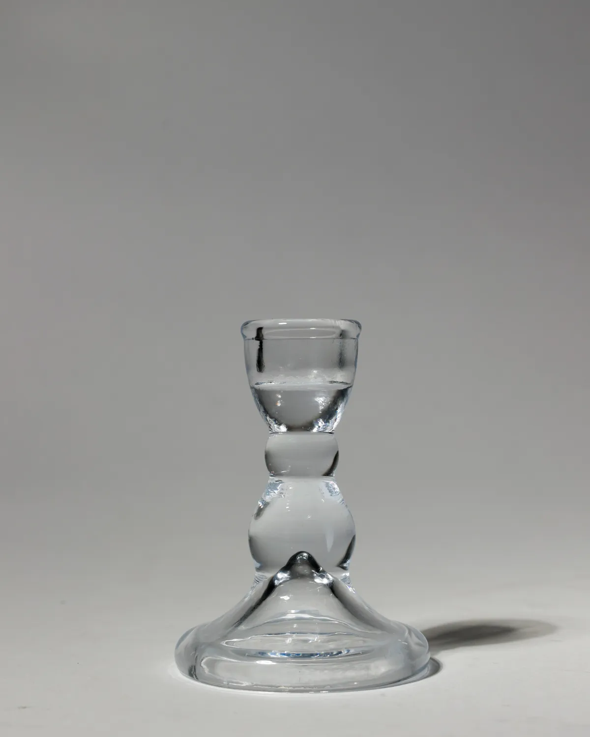 Vintage Clear Crystal Glass Candlestick Holder Minimalist