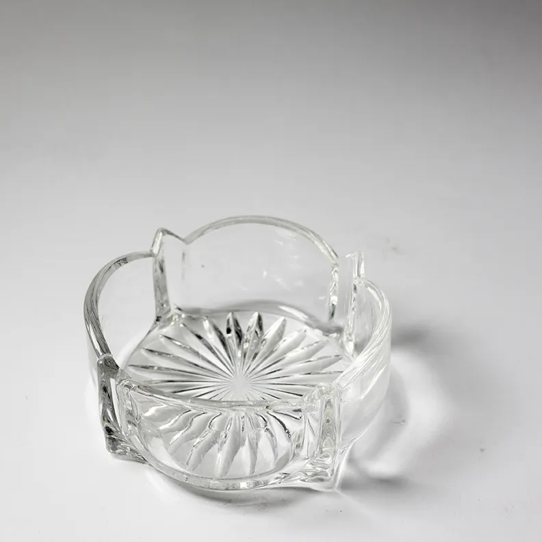 Vintage Clear Glass Ashtray - 1.75" x 4.25"