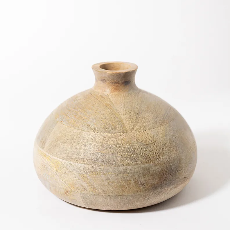 Mango Wood Vase (no water please) - 6" x 7.5"