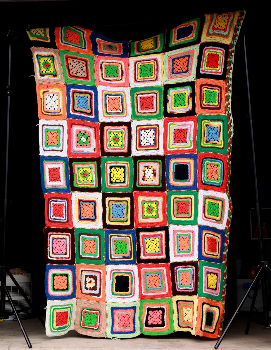 Vintage Knitted Multicolor Plaid Small Sofa Cover Blanket