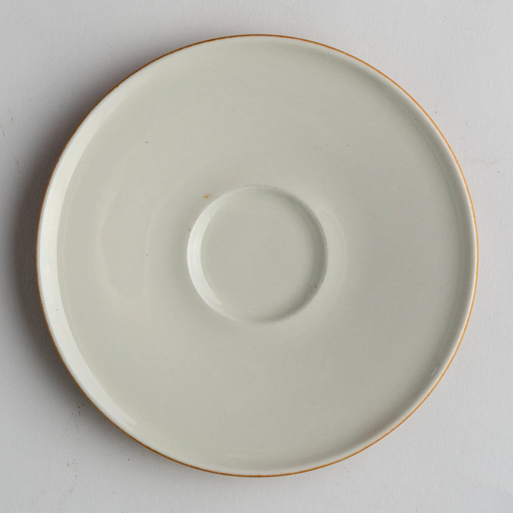 Wide White Saucer with Orange Bottom - 