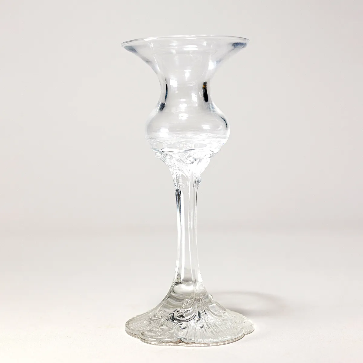 Vintage crystal glass candlestick holder. Clear Glass Ornate base