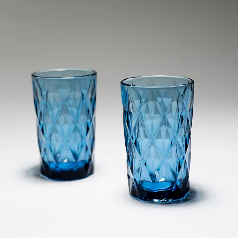 Bandesun Diamond Patterned Jewel Toned Drinking Glass - 5" x 3" 