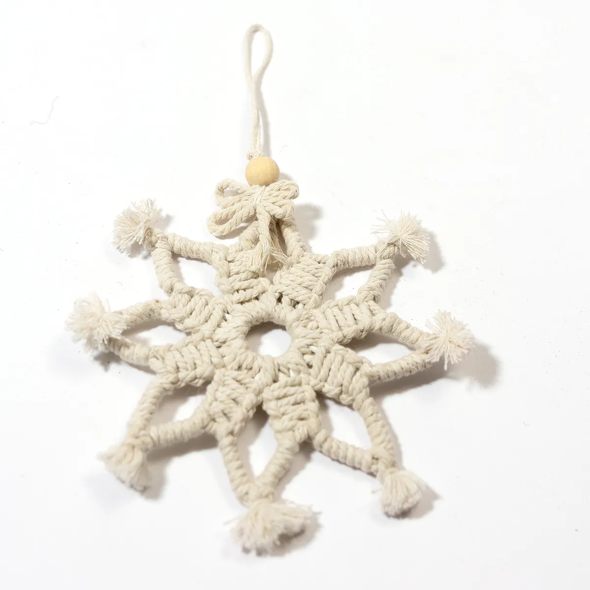 Corded star Christmas Ornament Neutral - 6"  