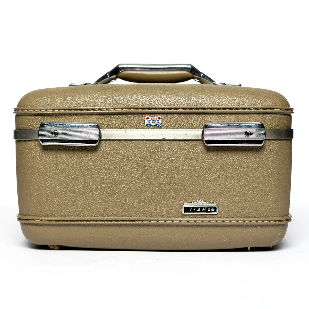 Beige American Tourister Tiar G carry on luggage Hard shell Train Make-up Cosmetic