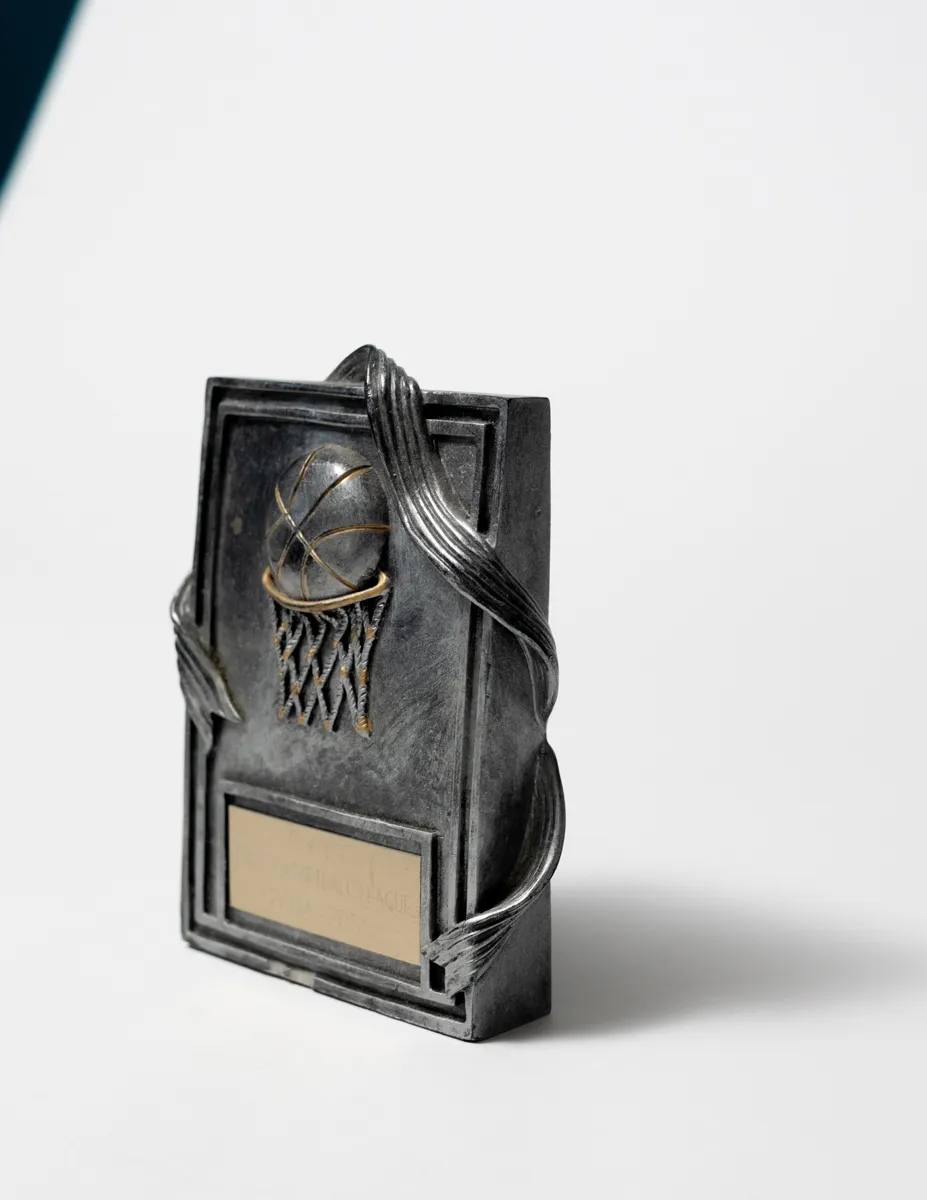 Silver Aged Basketball Trophy, Plaque