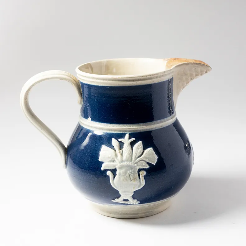 Blue Ceramic Wedgewood Pitcher Jasperware from England - 5" x 7" 
