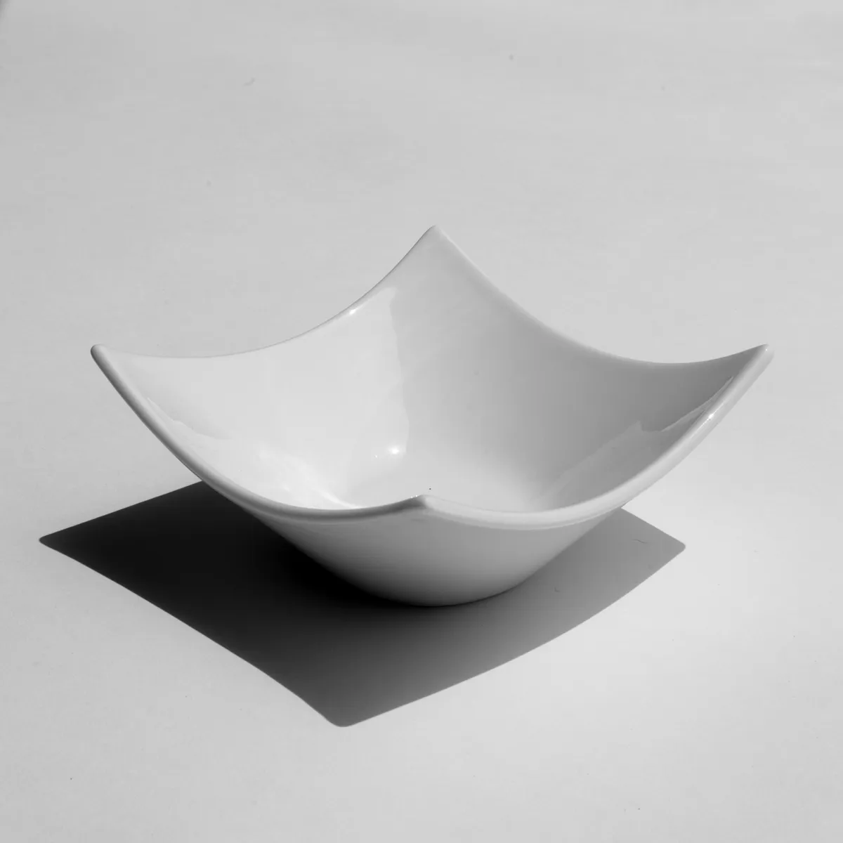 Modern White Glossy Square Ceramic Minimalist Bowl