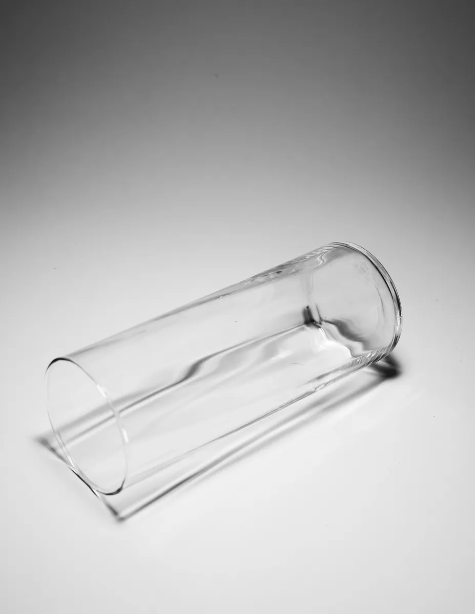 Clear Glass Ribbed Flower Vase