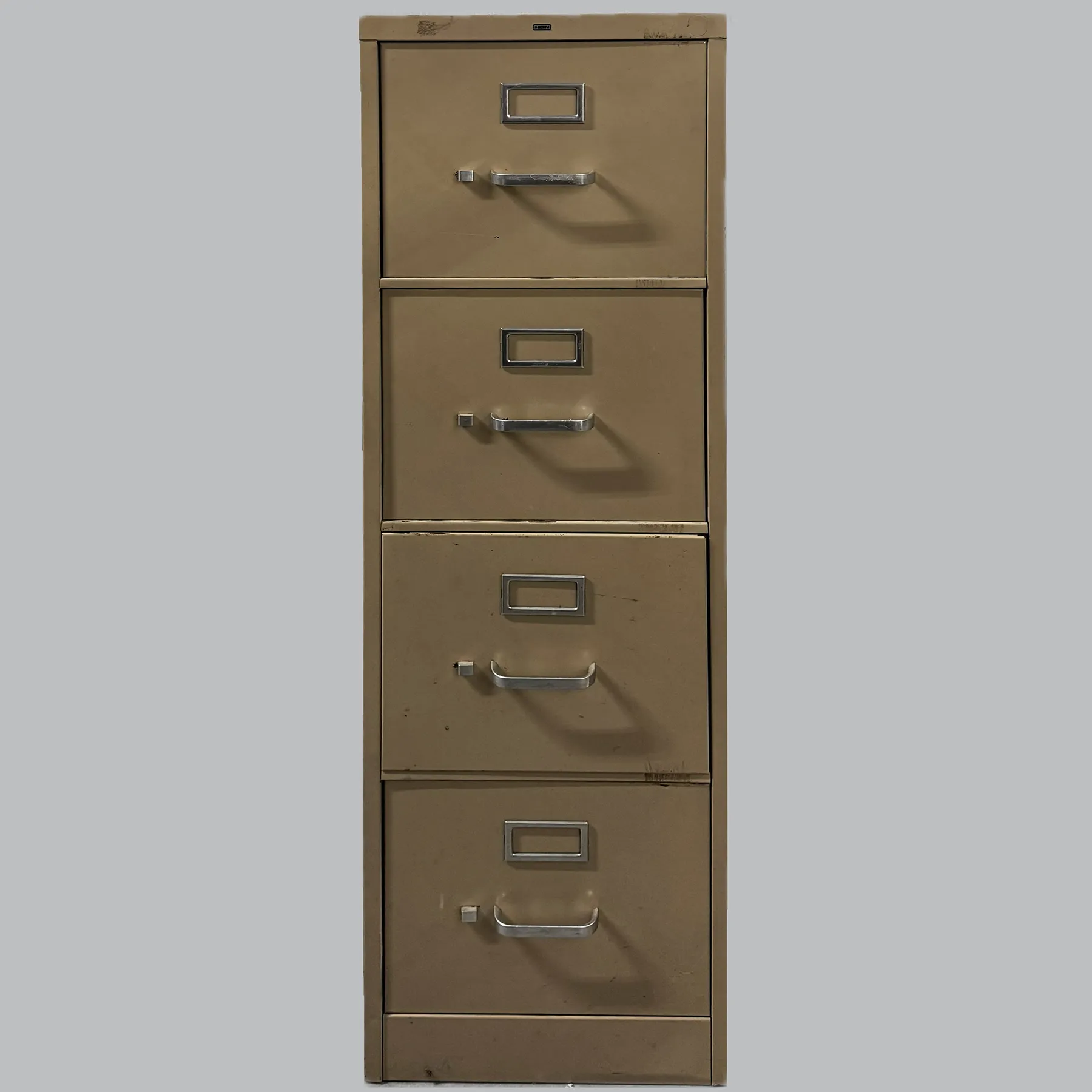 Office Furniture: Tan metal four 4 drawer filing cabinet - 