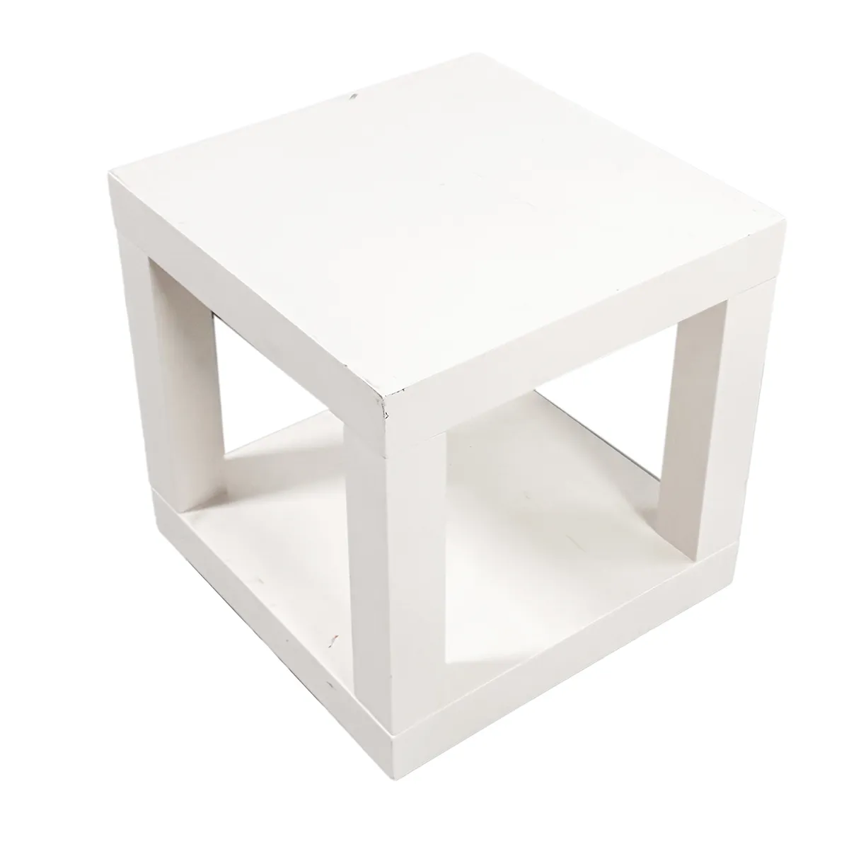 Pair of Retro Parsons White Lacquer Cube Side Table