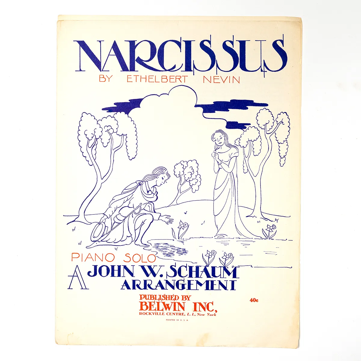 Narcissus - Ethelbert Nevin - Sheet Music. Art Deco Red, White, Blue