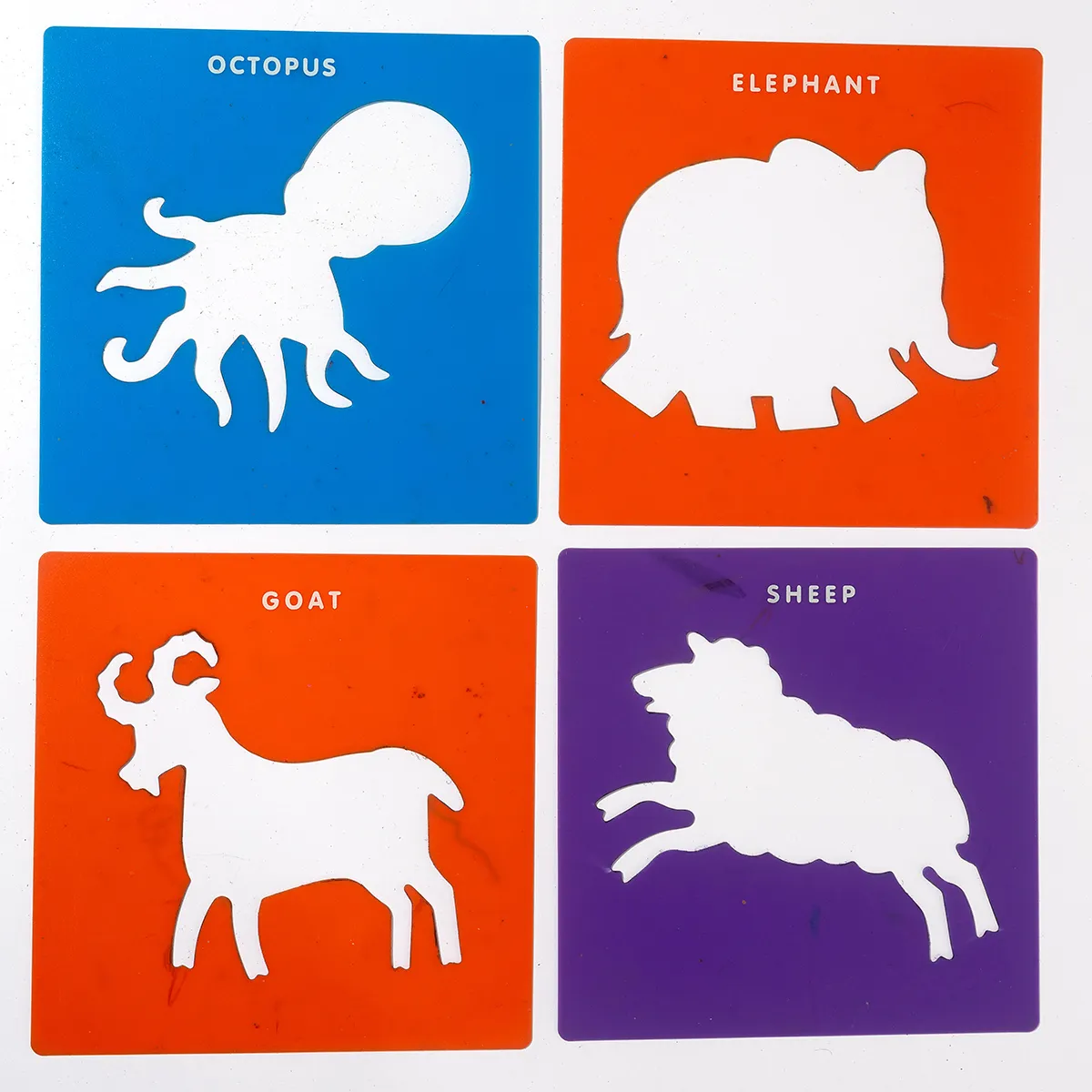 Big Bag of Animal colorful animal stencils used - 8" x 8"