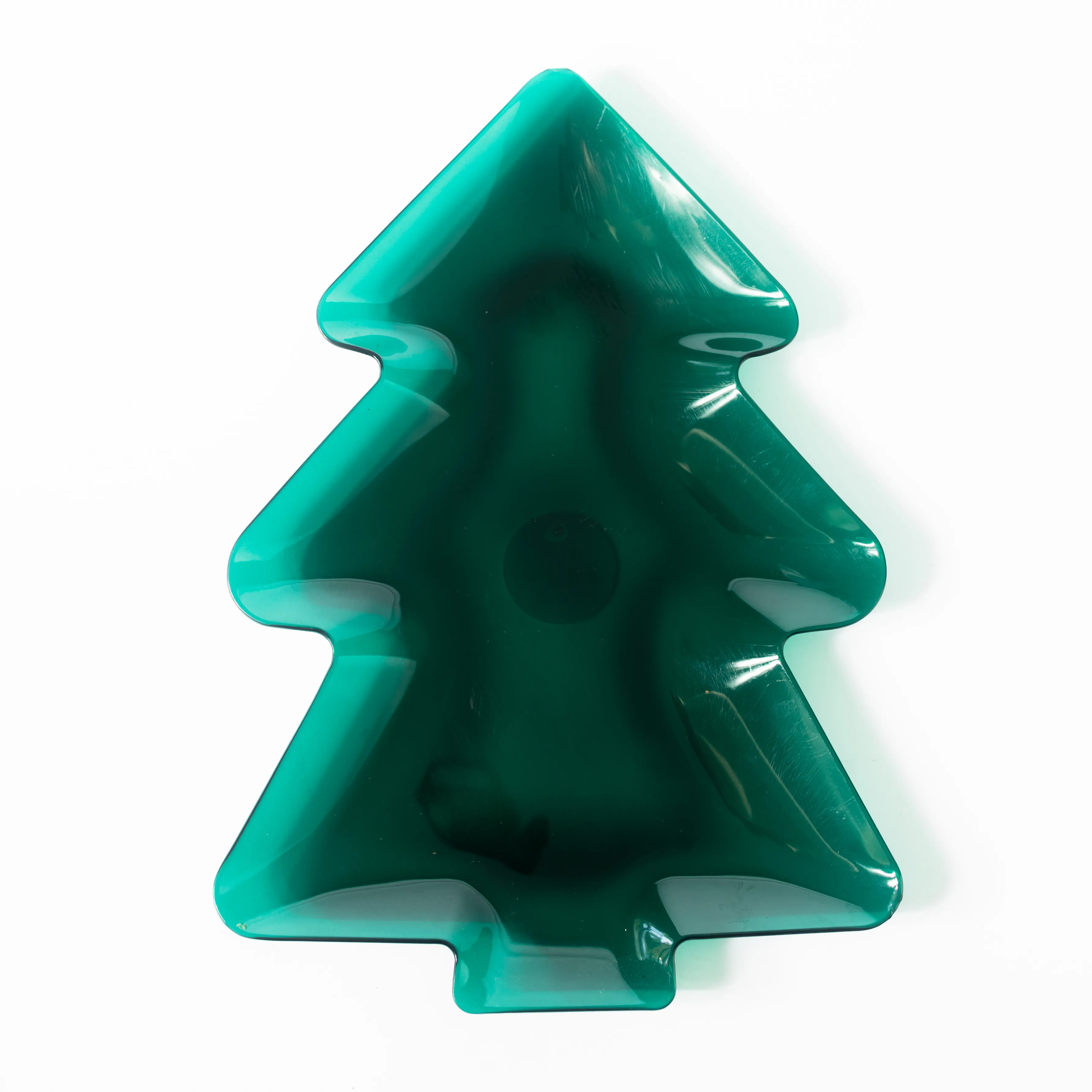Clear Green Christmas Tree Shaped Platter - 13" x 9.25"