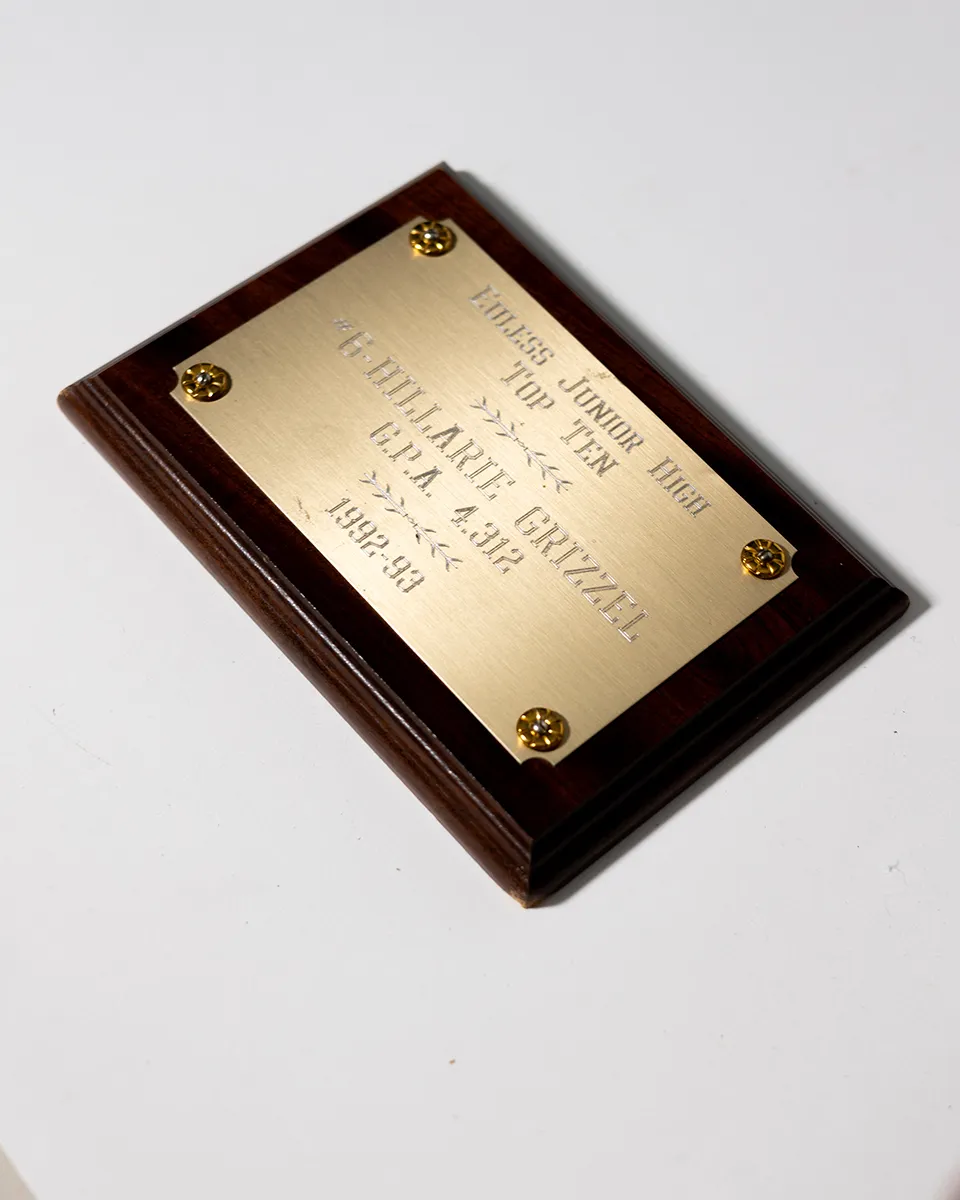 Wall Plaque Award Gold on Wood