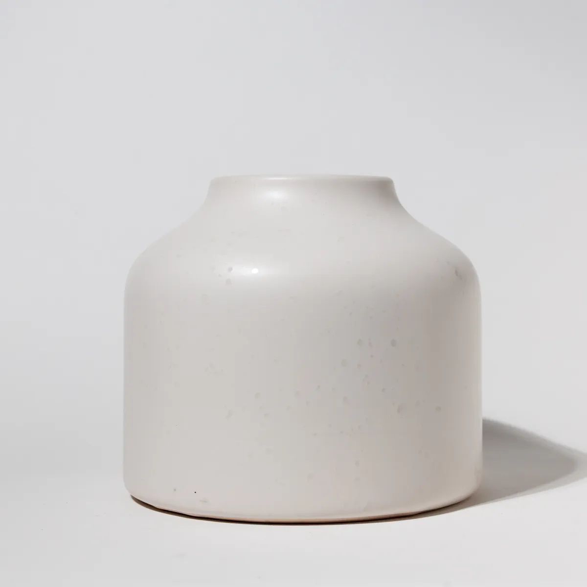 Matte White Minimalist Ceramic Squat Decorative Vessel Vase