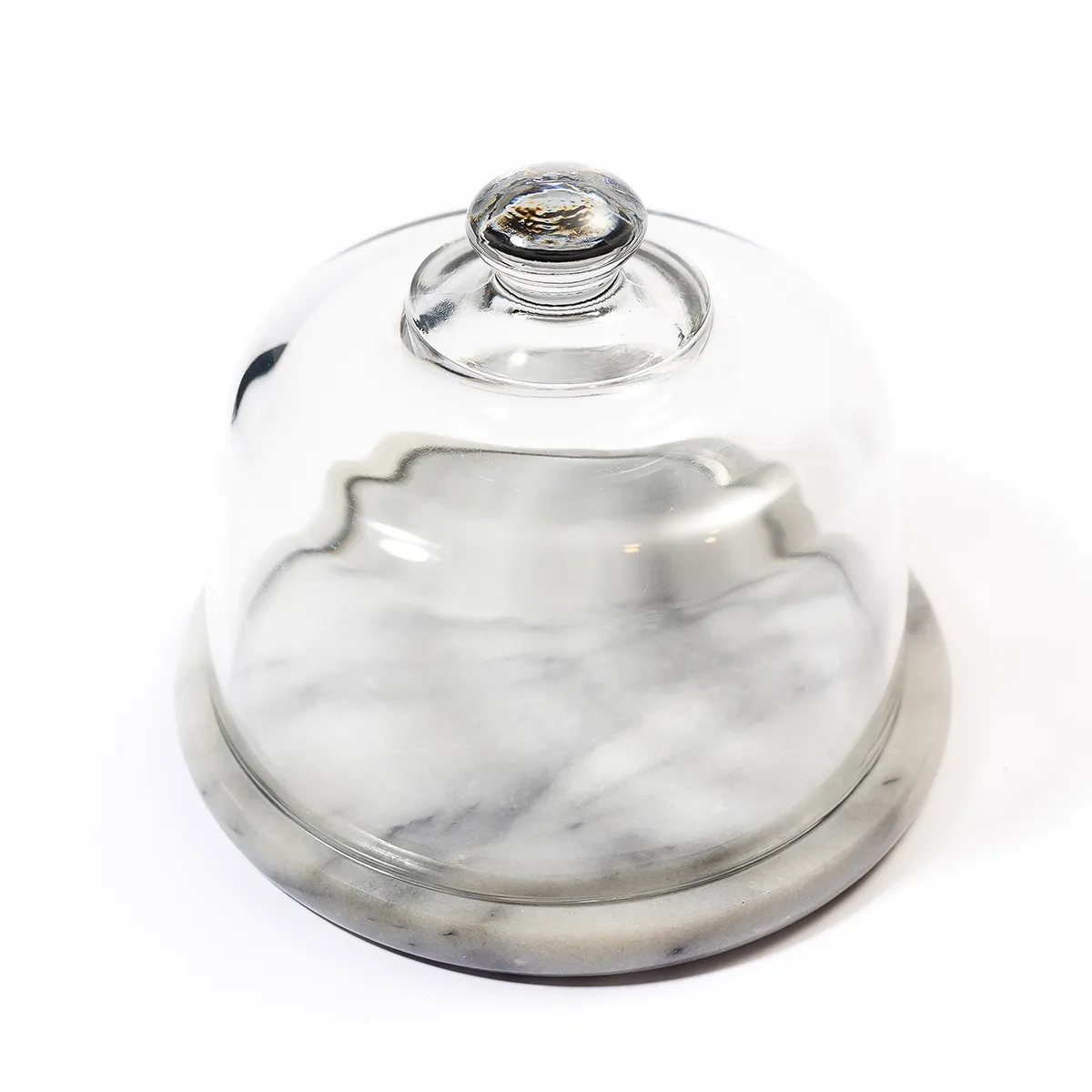 Vintage Marble and Glass Cheese Dome - 6" x 7.25"