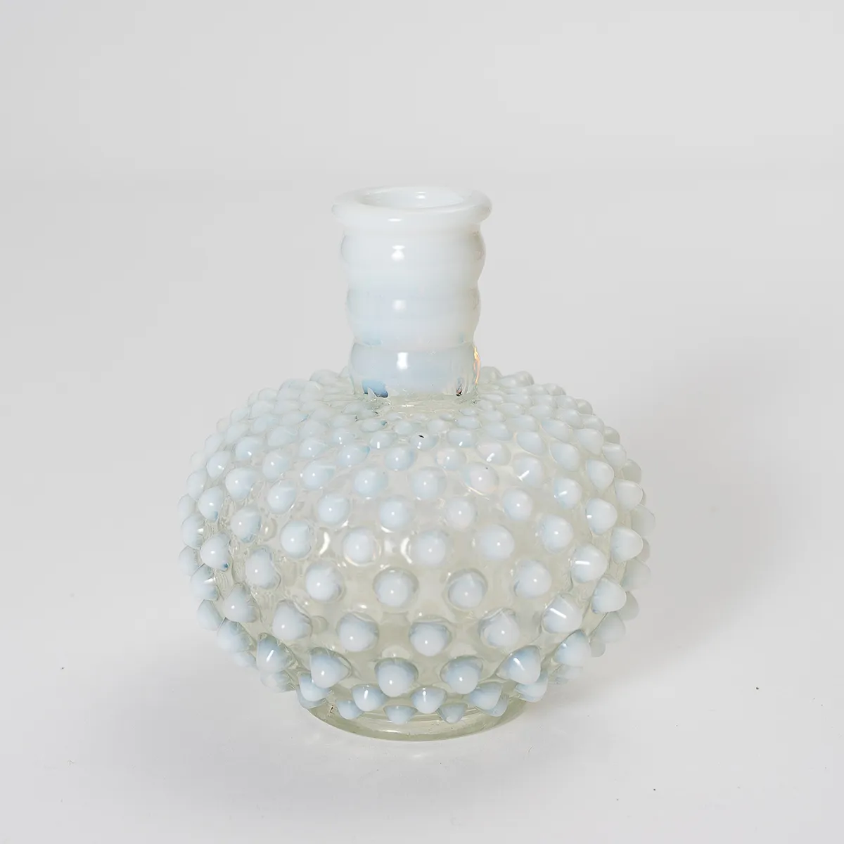 White Fenton Hobnail Opalescent bud vase Perfume Bottle - 4.5" x 4.25"