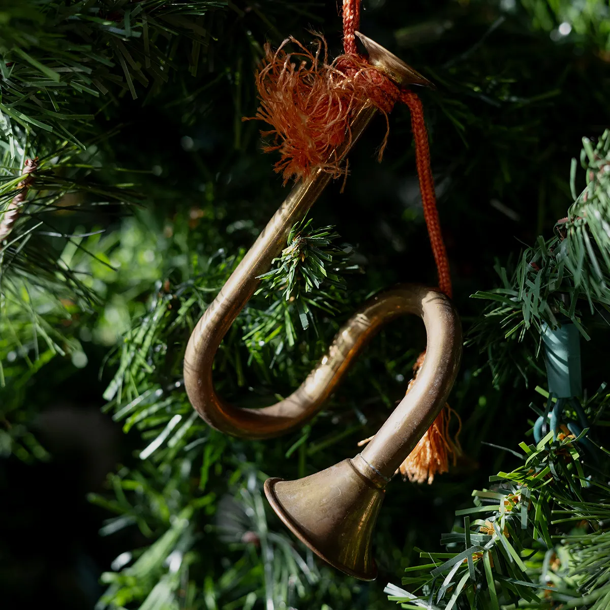 Christmas Tree Ornament: Tarnished Vintage Brass Bugle
