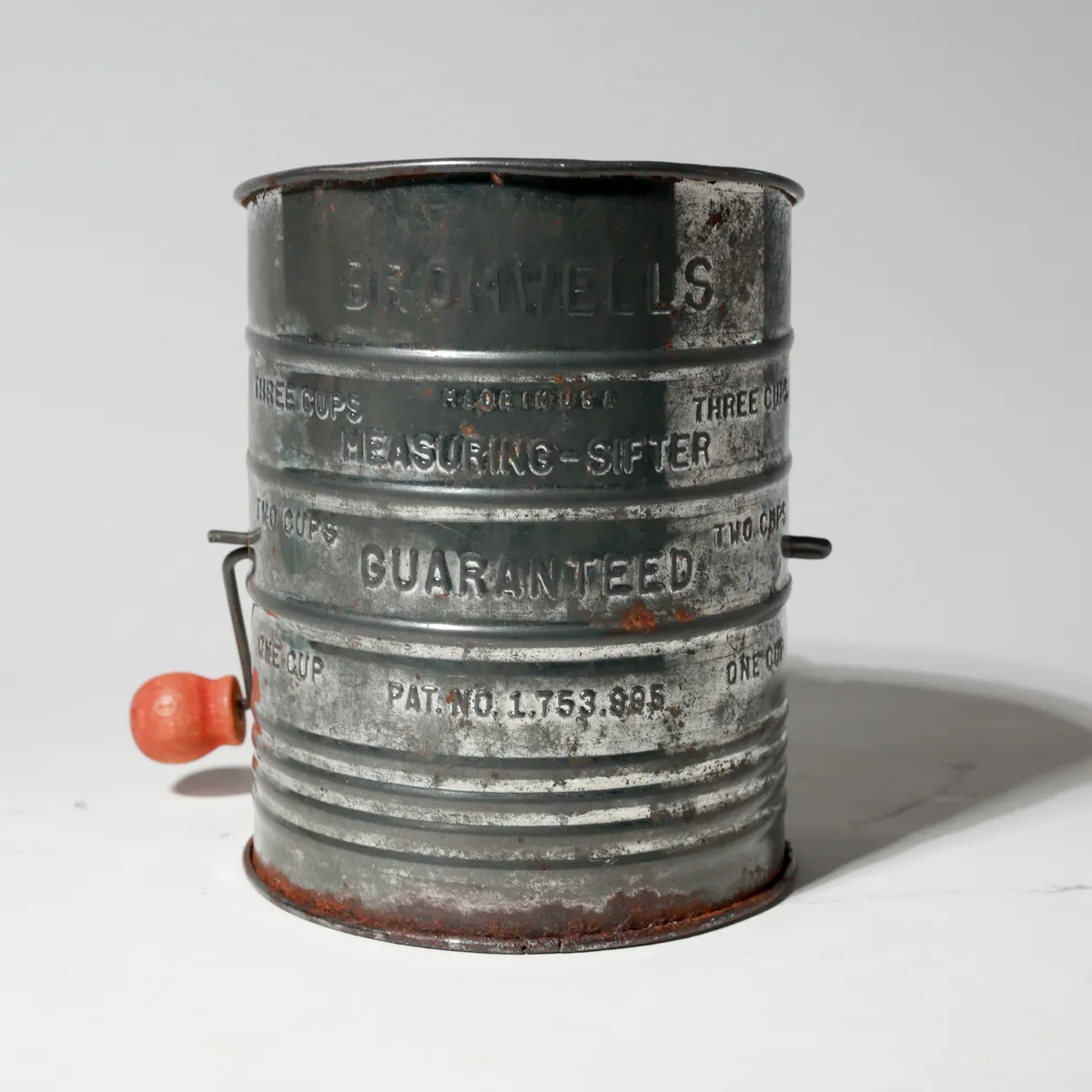 Vintage Bromwell Tin Flour Sifter Red Handle
