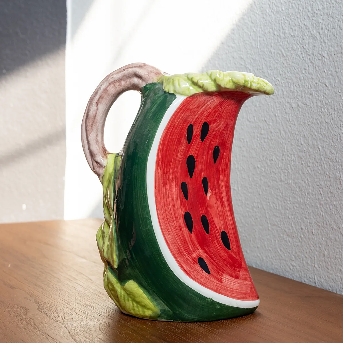 Ceramic Water Pitcher in the shape of a wedge of Watermelon Made in Italy
