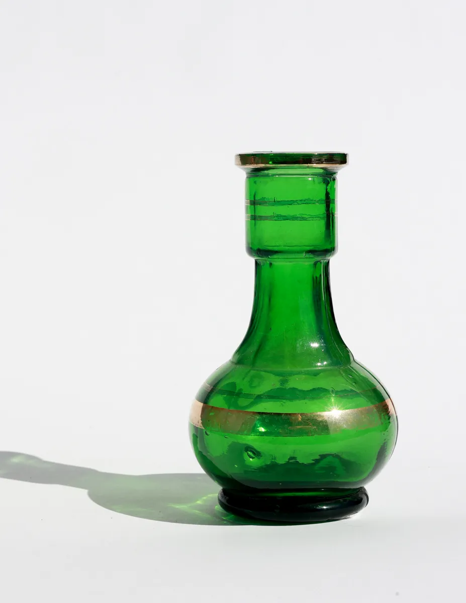 Vintage Emerald Green Glass Decanter for Wine or Water or Small Flower Vase