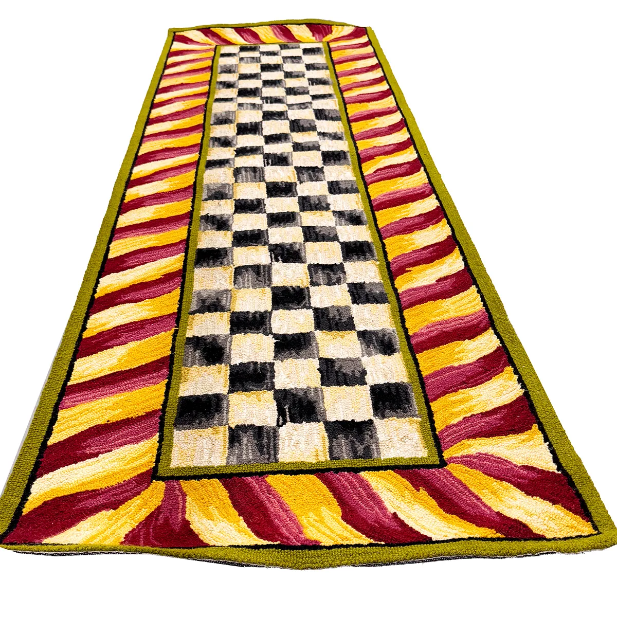 MacKenzie-Childs, Courtly Check Rug, 2’6″ x 8′ Runner, Red & Gold, Whimsical