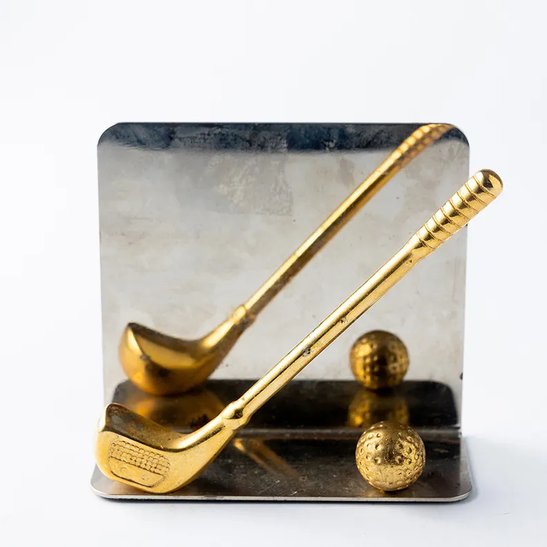 Gold Golf Club and Ball on Desk Accessories - 3.25" x 4.25"