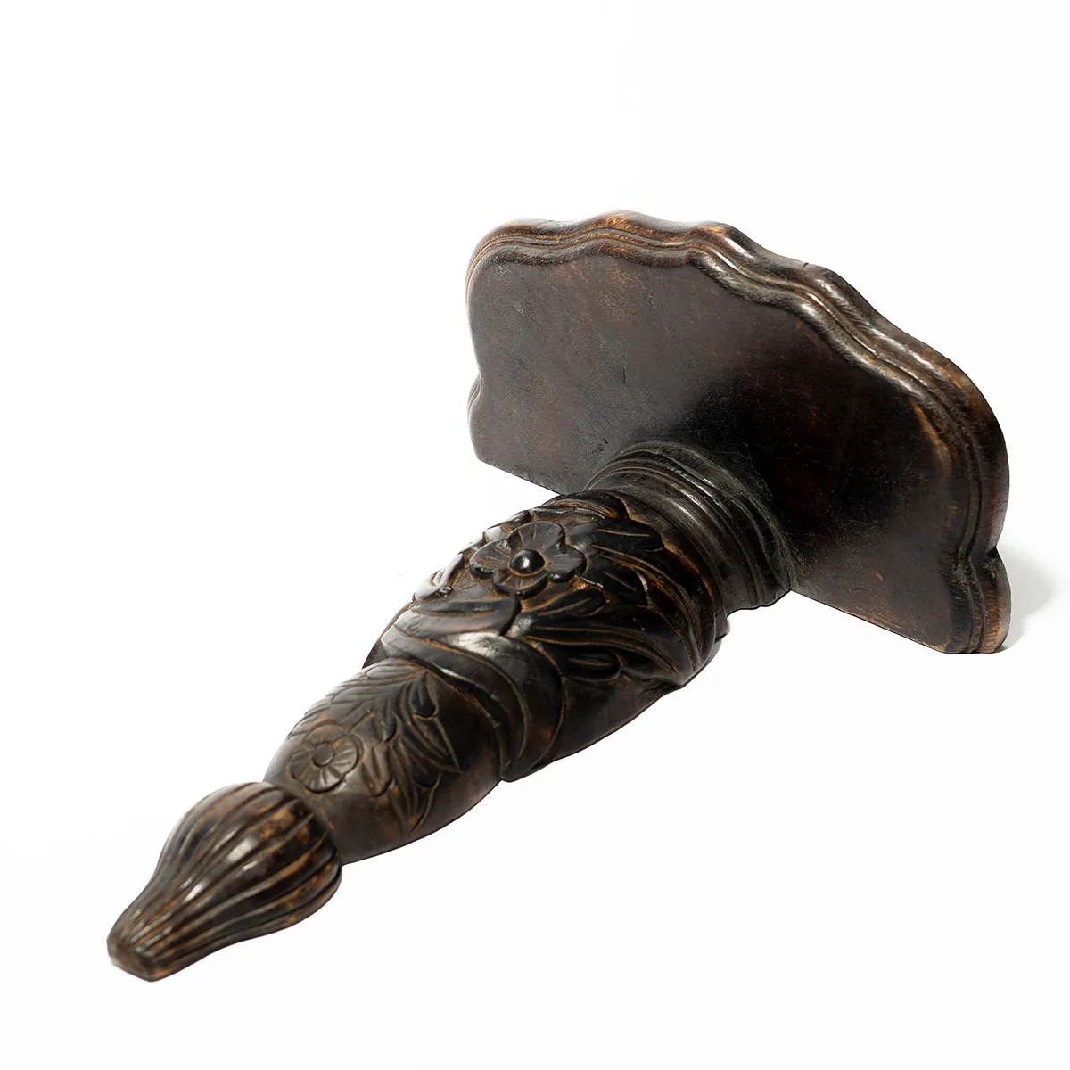 Solid Wood Carved Wall Hanging Art with a Shelf large - Vintage Mid Century Vintage Wood Wall Sconce Display Shelf Hand Crafted Wooden Corbel Carved Details